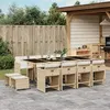 Image de vidaXL Ensemble à manger de jardin et coussins 13 pcs beige 3277929