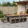 Image de vidaXL Ensemble à manger de jardin coussins 13 pcs gris résine tressée 3277933