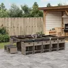 Image de vidaXL Ensemble à manger de jardin 15 pcs coussins gris résine tressée 3277939