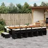 Image de vidaXL Ensemble à manger de jardin 17 pcs coussins noir résine tressée 3277958