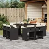 Image de vidaXL Ensemble à manger de jardin 9pcs coussins noir résine tressée 3277961