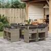 Image de vidaXL Ensemble à manger de jardin 9 pcs coussins gris résine tressée 3277963
