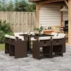 Image de vidaXL Ensemble à manger de jardin et coussins 9 pcs marron poly rotin 3277964