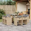 Image de vidaXL Ensemble à manger de jardin et coussins 9 pcs mélange beige 3277967