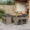 Image de vidaXL Ensemble à manger de jardin 9 pcs coussins gris résine tressée 3277969