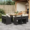 Image de vidaXL Ensemble à manger de jardin 9pcs coussins noir résine tressée 3277970