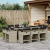 Image de vidaXL Ensemble à manger de jardin 11pcs avec coussins gris poly rotin 3277978