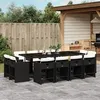 Image de vidaXL Ensemble à manger de jardin 13 pcs coussins noir résine tressée 3277985