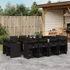 Image de vidaXL Ensemble à manger de jardin 13 pcs coussins noir résine tressée 3277986