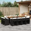 Image de vidaXL Ensemble à manger de jardin 13 pcs coussins noir résine tressée 3277994
