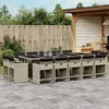 Image de vidaXL Ensemble à manger de jardin et coussins 15 pcs gris clair rotin 3278002
