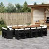 Image de vidaXL Ensemble à manger de jardin 15 pcs coussins noir résine tressée 3278006