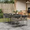 Image de vidaXL Ensemble à manger de jardin 5 pcs coussins gris résine tressée 3278023