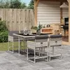 Image de vidaXL Ensemble à manger de jardin et coussins 5 pcs gris clair rotin 3278026