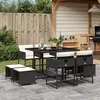 Image de vidaXL Ensemble à manger de jardin 9pcs coussins noir résine tressée 3278081