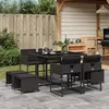 Image de vidaXL Ensemble à manger de jardin 9pcs coussins noir résine tressée 3278082