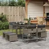 Image de vidaXL Ensemble à manger de jardin 9 pcs coussins gris résine tressée 3278083