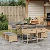 Image de vidaXL Ensemble à manger de jardin et coussins 9 pcs mélange beige 3278087