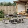 Image de vidaXL Ensemble à manger de jardin 11pcs avec coussins gris poly rotin 3278098