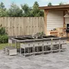 Image de vidaXL Ensemble à manger de jardin et coussins 15 pcs gris clair rotin 3278122
