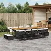 Image de vidaXL Ensemble à manger de jardin 15 pcs coussins noir résine tressée 3278126