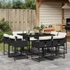 Image de vidaXL Ensemble à manger de jardin 9pcs coussins noir résine tressée 3278141
