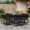 Image de vidaXL Ensemble à manger de jardin 9pcs coussins noir résine tressée 3278142