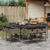 Image de vidaXL Ensemble à manger de jardin 9 pcs coussins gris résine tressée 3278143