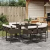 Image de vidaXL Ensemble à manger de jardin et coussins 9 pcs marron poly rotin 3278144