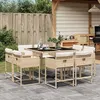 Image de vidaXL Ensemble à manger de jardin et coussins 9 pcs beige Poly rotin 3278145