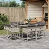 Image de vidaXL Ensemble à manger de jardin et coussins 9 pcs gris clair rotin 3278146