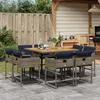 Image de vidaXL Ensemble à manger de jardin 9 pcs coussins gris résine tressée 3278149
