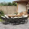 Image de vidaXL Ensemble à manger de jardin 11 pcs coussins noir résine tressée 3278162
