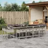 Image de vidaXL Ensemble à manger de jardin et coussins 13 pcs gris clair rotin 3278170