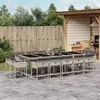 Image de vidaXL Ensemble à manger de jardin et coussins 15 pcs gris clair rotin 3278182