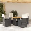 Image de Salon de jardin vidaxl rotin noir 5 pieces 80 x 80 x 71 cm