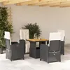 Image de Salon de jardin vidaxl rotin noir 5 pieces 80 x 80 x 71 cm
