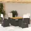 Image de Salon de jardin vidaxl rotin noir 5 pieces 110 x 110 x 71 cm