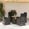Image de Salon de jardin vidaxl rotin noir 5 pieces 80 x 80 x 71 cm