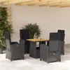 Image de Salon de jardin vidaxl rotin 5 pieces noir 80 x 80 x 71 cm