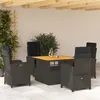 Image de Salon de jardin vidaxl rotin 5 pieces noir 110 x 110 x 71 cm