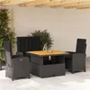 Image de Salon de jardin vidaxl rotin noir 4 pieces 110 x 110 x 71 cm