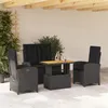 Image de vidaXL Ensemble à Manger de Jardin avec Coussins 4 pcs, Table de Terrasse, Meubles de Patio, Mobilier d'Extérieur, Noir 3277335