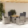 Image de Salon de jardin vidaxl rotin 5 pieces gris 80 x 80 x 71 cm