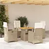 Image de Salon de jardin vidaxl beige rotin 5 pieces 80 x 80 x 71 cm