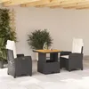 Image de Salon de jardin vidaxl rotin noir 3 pieces 80 x 80 x 71 cm
