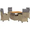 Image de Salon de jardin vidaxl resine tressee 6 personnes beige 110 x 110 x 71 cm 5 pieces