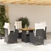 Image de vidaXL Ensemble à Manger de Jardin avec Coussins 5pcs, Table de Terrasse, Meubles de Patio, Mobilier d'Extérieur, Noir 3277434