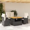 Image de Salon de jardin vidaxl resine tressee noir 4 pieces 110 x 110 x 71 cm 6 personnes
