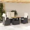 Image de vidaXL Ensemble à Manger de Jardin avec Coussins 4 pcs, Table de Terrasse, Meubles de Patio, Mobilier d'Extérieur, Noir 3277443
